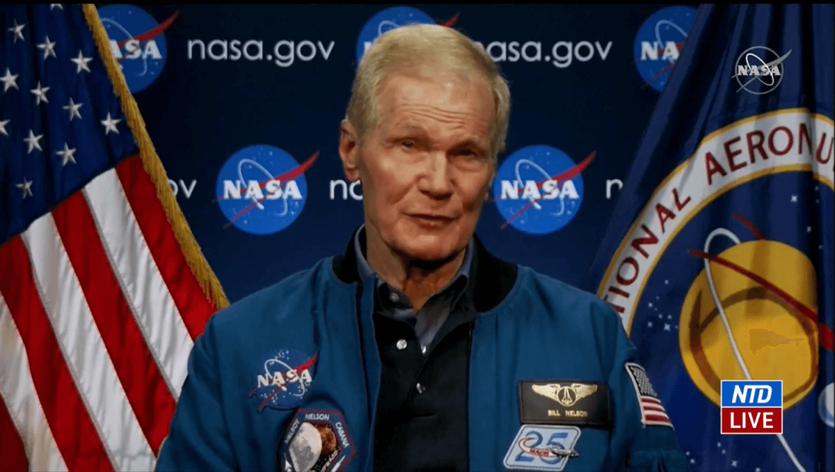 NASA Administrator Bill Nelson speaks at an Artemis I mission status briefing on Nov. 28, 2022. (NASA TV/screenshot via NTD)