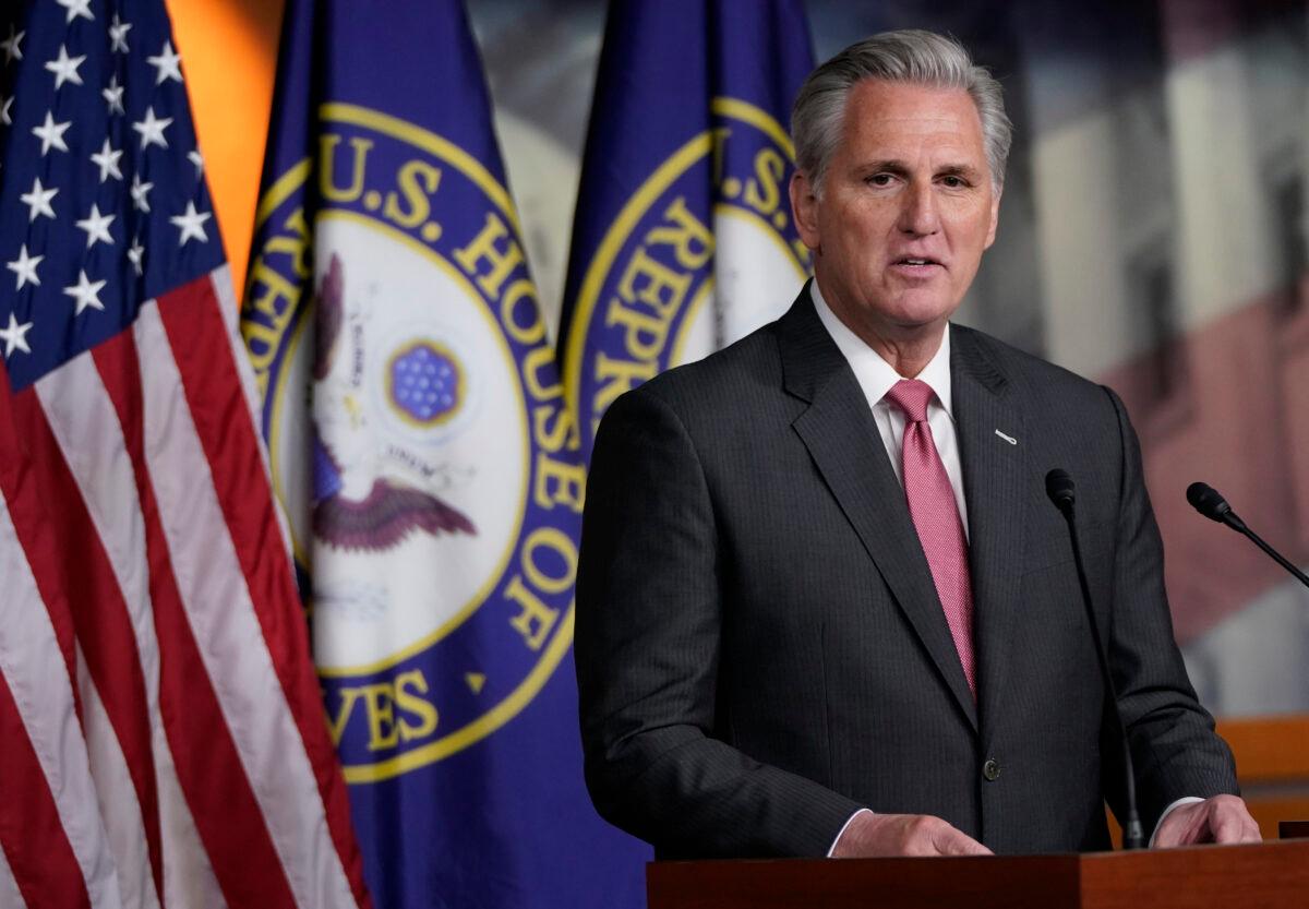 House Minority Leader Kevin McCarthy (R-Calif.) answers questions during a press conference at the U.S. Capitol in Washington on Jan. 9, 2020. (Win McNamee/Getty Images)