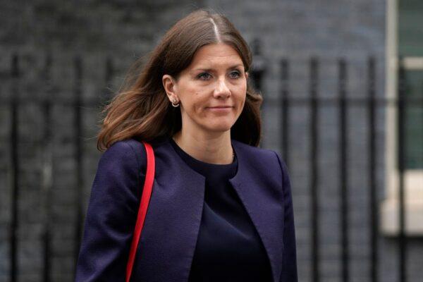 Britain's Digital, Culture, Media, and Sport Secretary Michelle Donelan leaves after attending the first Cabinet meeting under the new Prime Minister Rishi Sunak in 10 Downing Street, in central London, on Oct. 26, 2022. (Niklas Halle'n/AFP via Getty Images)