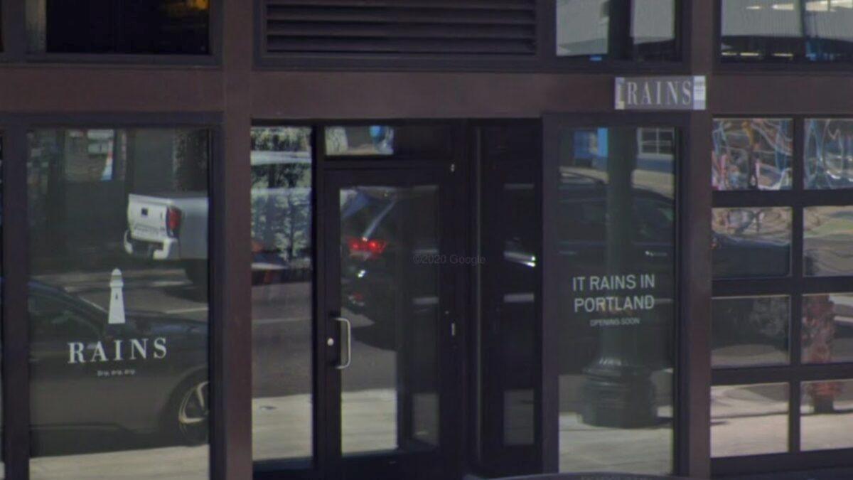 The front doors of Rains PDX, a Portland, Oregon clothing store. (Google Maps/NTD News)