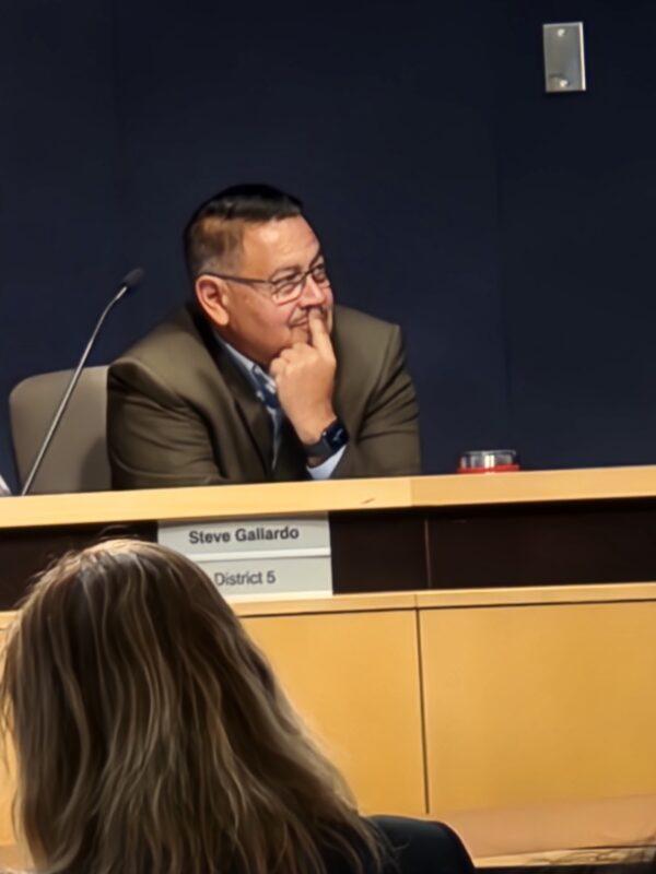 Maricopa County Supervisor Steve Gallardo, a Democrat, during a public meeting in Phoenix on Nov. 28, 2022. (Allan Stein/The Epoch Times)