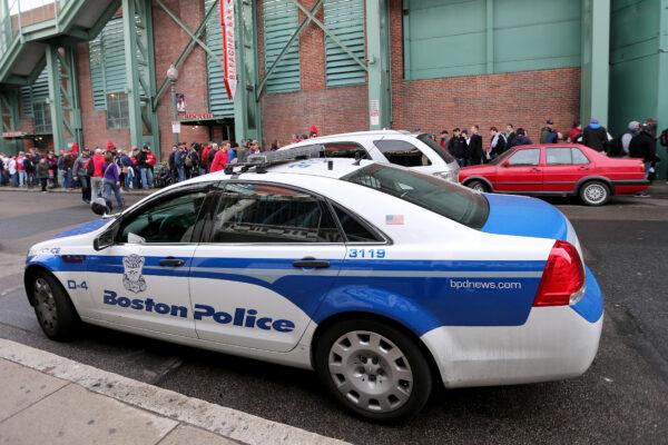 A Boston Police car at Lansdowne St. before Game Six of the 2013 World Series between the Boston Red Sox and the St. Louis Cardinals at Fenway Park in Boston on Oct. 30, 2013. (Rob Carr/Getty Images)