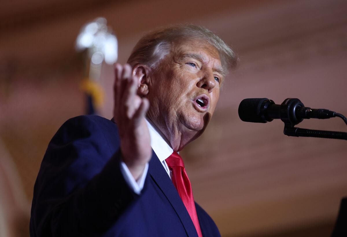 Former President Donald Trump speaks in Palm Beach, Fla., on Nov. 15, 2022. (Joe Raedle/Getty Images)