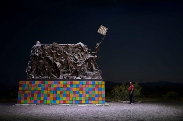 The Sculpture of Liberate Hong Kong, Revolution of Our Times, in the Liberty Sculpture Park, the Mojave Desert, San Bernardino County, California. (Courtesy of Jonas Yuan)