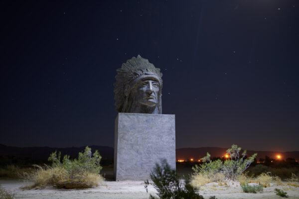The sculpture of Crazy Horse in the Liberty Sculpture Park, the Mojave Desert, San Bernardino County, California. (Courtesy of Jonas Yuan)