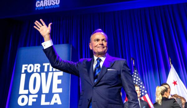 Former mayoral candidate Rick Caruso said in a Fox 11 News interview that he has declined to buy the development but suggested there’s a unique business opportunity amid the collapse. Above, Caruso at his election night party in Los Angeles on Nov. 8, 2022. (David McNew/Getty Images)