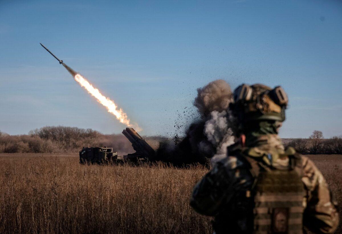 Ukrainian servicemen fire with a Bureviy multiple launch rocket system at a position in Donetsk region, as Russia's attack on Ukraine continues, Ukraine on Nov. 29, 2022. (Radio Free Europe/Radio Liberty/Serhii Nuzhnenko via Reuters)