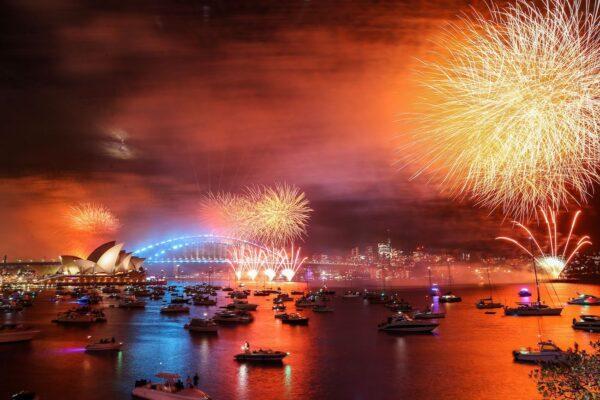 Fireworks light up the sky over Sydney Harbour Bridge during New Year's Eve celebration in Sydney, Australia, on Jan. 1, 2023. (Roni Bintang/Getty Images)