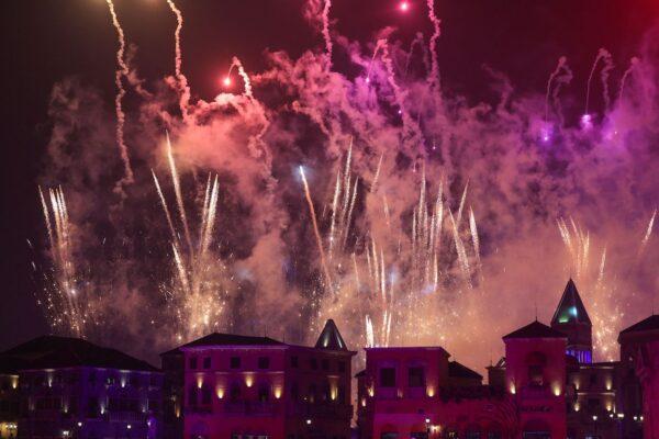 Fireworks light up the sky above the Boulevard World entertainment area in the Saudi capital Riyadh amid New Year's celebrations early on Jan. 1, 2023. (Fayez Nureldine/AFP via Getty Images)