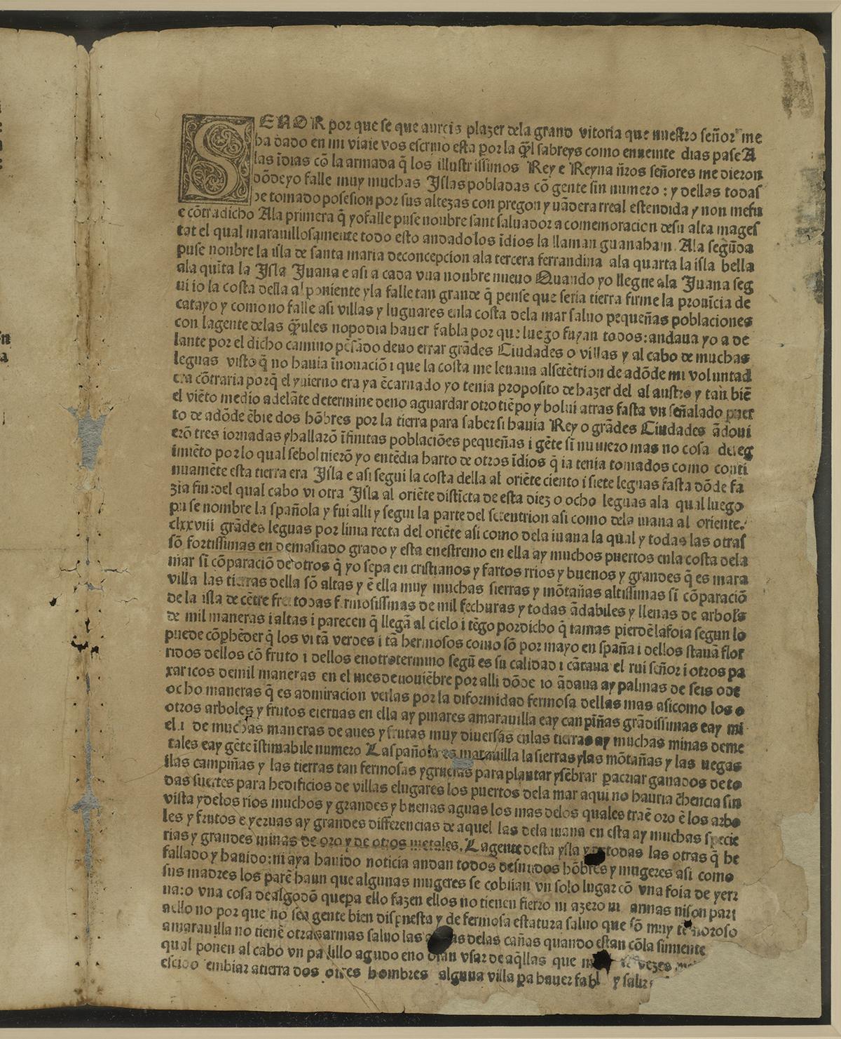 The first edition of a letter Christopher Columbus wrote in 1493 that was circulated among Spanish readers. (New York Public Library)