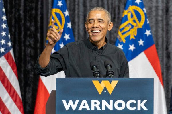 Former President Barack Obama campaigns for Sen. Raphael Warnock (D-Ga.) in Atlanta on Dec. 1, 2022. (Courtesy of Phil Mistry/PHIL FOTO)