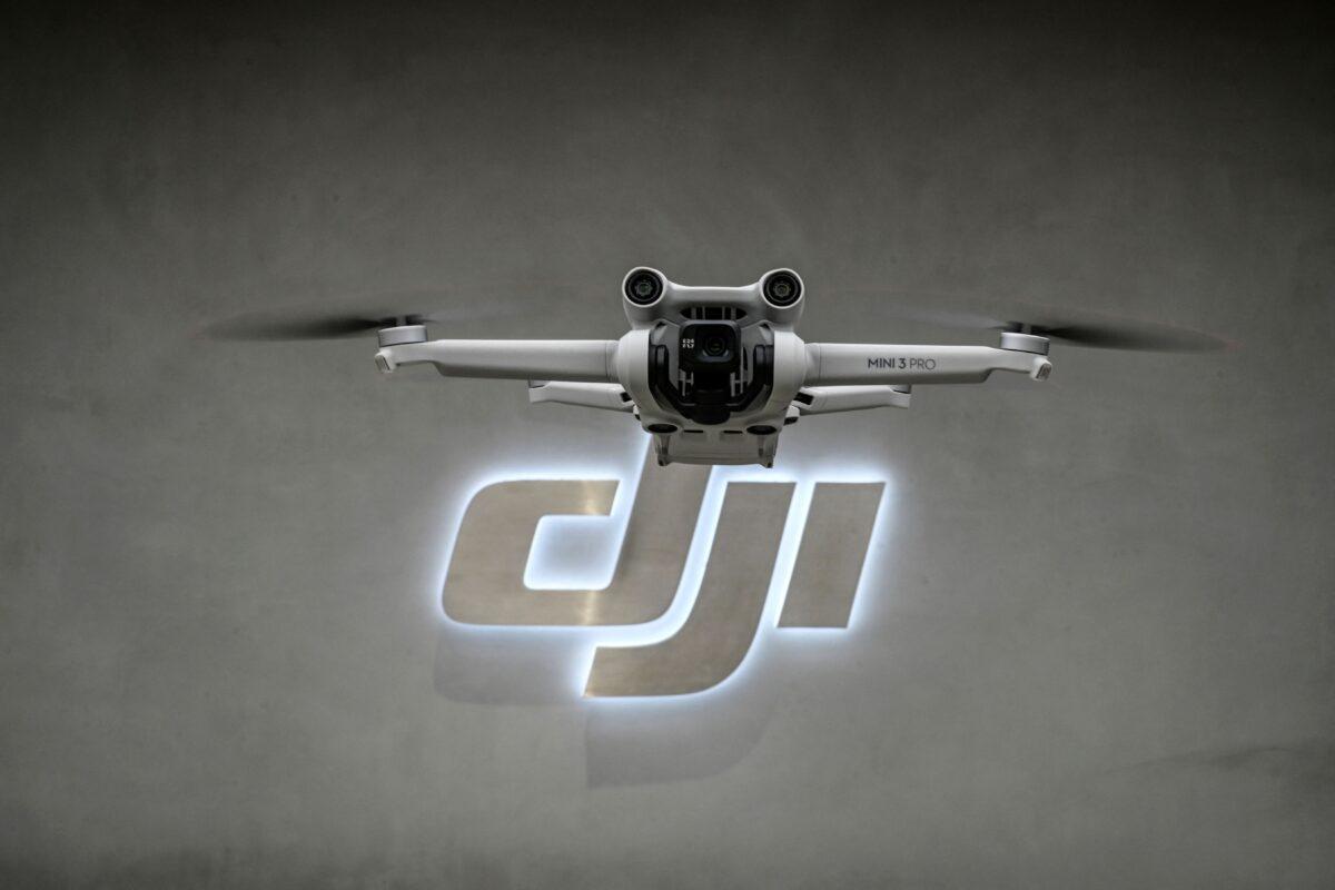 A drone in flight at a DJI store in Shenzhen, China's southern Guangdong province, on July 12, 2022. (Jade Gao/AFP via Getty Images)