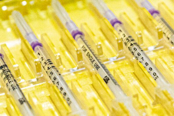 Syringes with COVID-19 vaccines in Berlin, Germany, on Feb. 28, 2022. (Carsten Koall/Getty Images)