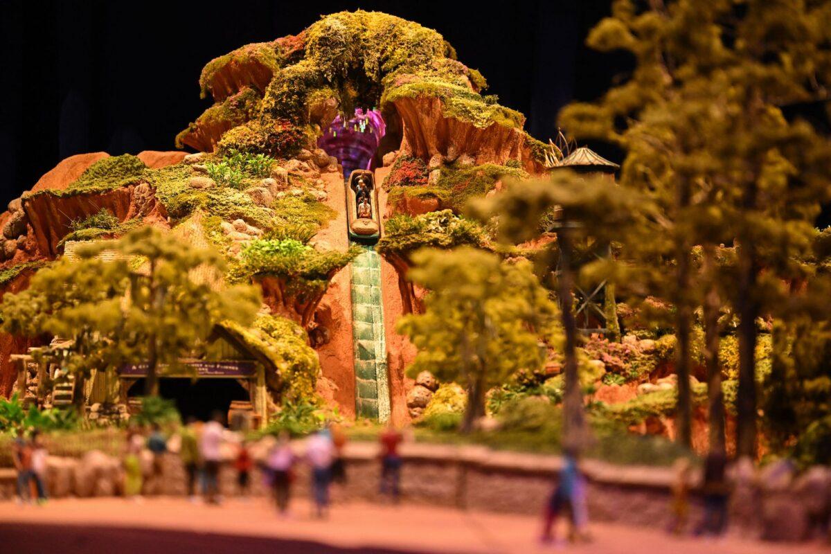 A model of Tiana's Bayou Adventure, which will reimagine Disneyland's Splash Mountain, is displayed during the Walt Disney D23 Expo in Anaheim, Calif., on Sept. 9, 2022. (Patrick T. Fallon/AFP)