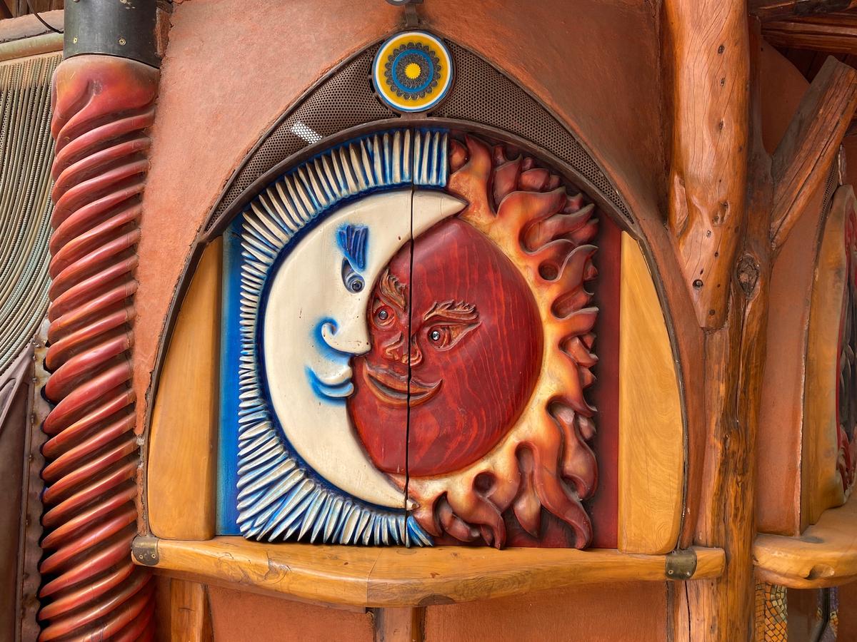 Sergio Andrade Huber integrates woodworking and many intricate, happy symbols into his buildings. (Tim Johnson)