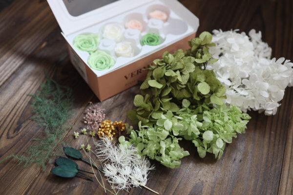 Materials provided inside the DIY Floral Arrangement Kit for online learners, in Hong Kong, on Feb. 23, 2022. (Courtesy of Vivian Mak)
