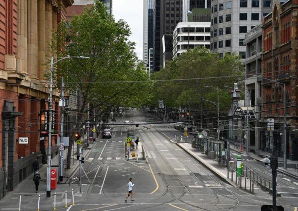 An empty Bourke Street is seen in Melbourne, Australia, on Oct. 17, 2021. (Quinn Rooney/Getty Images)