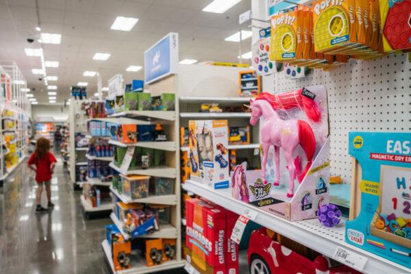 A child looks at toys at a Target store in Houston, Texas, on Oct. 25, 2021. (Brandon Bell/Getty Images)