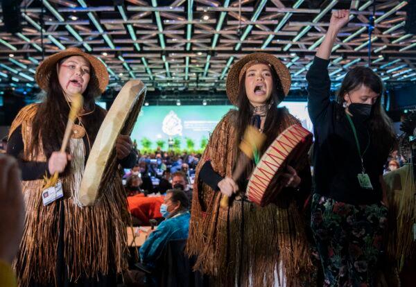Protesters interrupt a speech by Prime Minister Justin Trudeau during the opening ceremony of the COP15 UN conference on biodiversity in Montreal, on December 6, 2022. (Paul Chiasson/The Canadian Press)