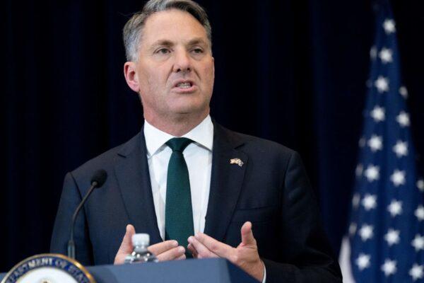Australian Deputy Prime Minister and Minister for Defence Richard Marles speaks at a press conference during the 32nd annual Australia-U.S. Ministerial (AUSMIN) consultations at the State Department in Washington, D.C., on Dec. 6, 2022. (Saul Loeb/AFP via Getty Images)
