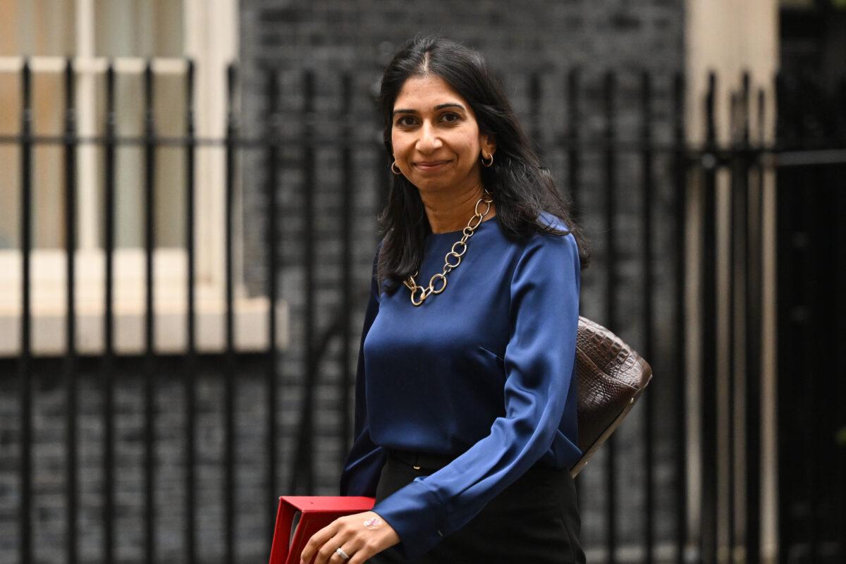 Home Secretary Suella Braverman leaves 10 Downing Street following a Cabinet Meeting in London, on Nov. 29, 2022. (Leon Neal/Getty Images)