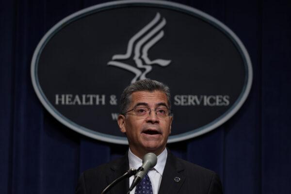 U.S. Secretary of Health and Human Services Xavier Becerra speaks during a news conference at the headquarters of HHS on June 28, 2022, in Washington. (Alex Wong/Getty Images)