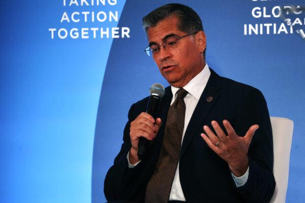 U.S. Health and Human Services Secretary Xavier Becerra joins a panel during the Clinton Global Initiative (CGI) in New York City on Sept. 19, 2022.  (Spencer Platt/Getty Images)
