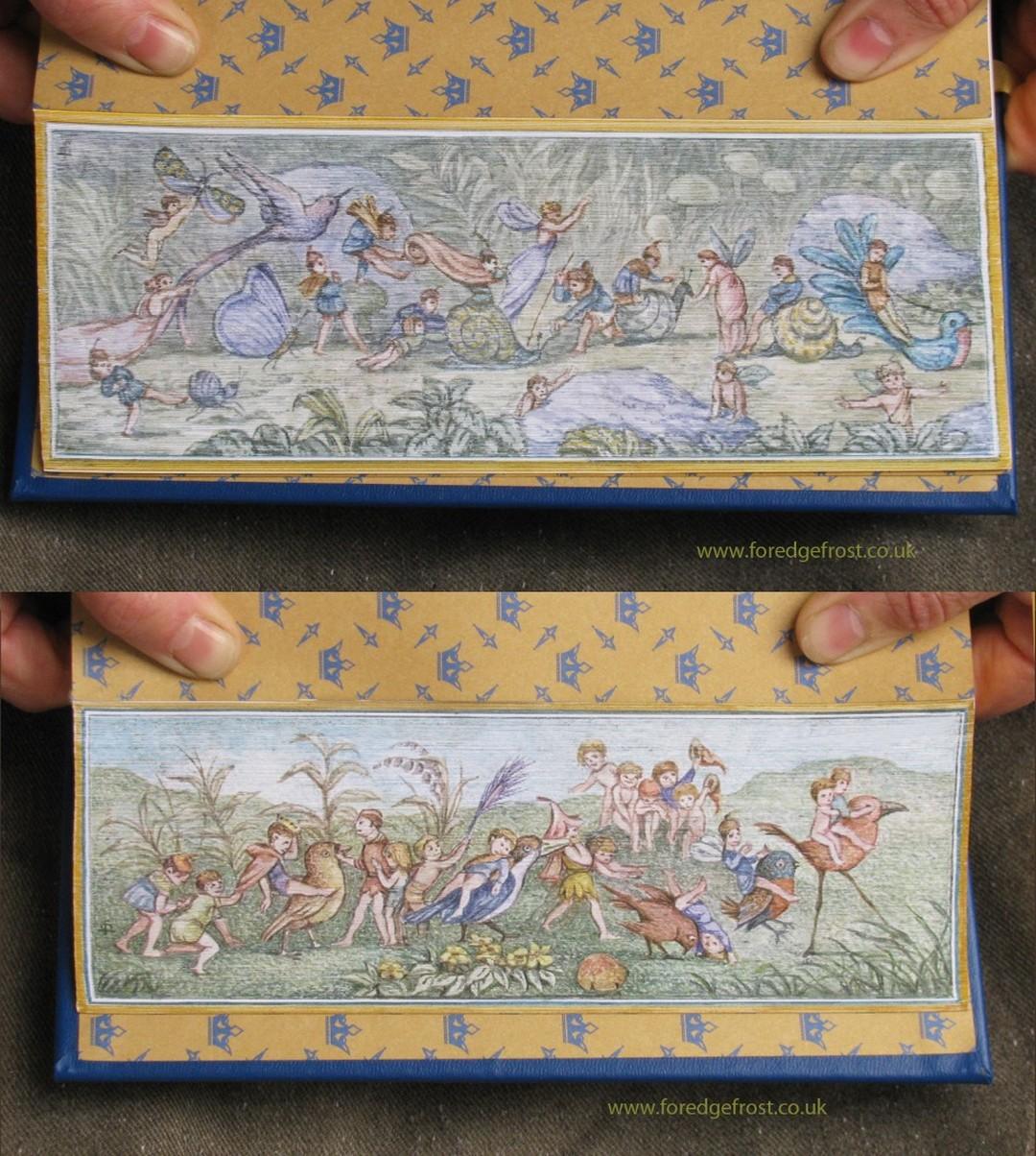 Two-way double FEP on "The Blue Fairy Book" by Andrew Lang. (Courtesy of <a href="https://www.foredgefrost.co.uk/">Martin Frost</a> <a href="https://www.instagram.com/foredgefrost1/">@foredgefrost1</a>)