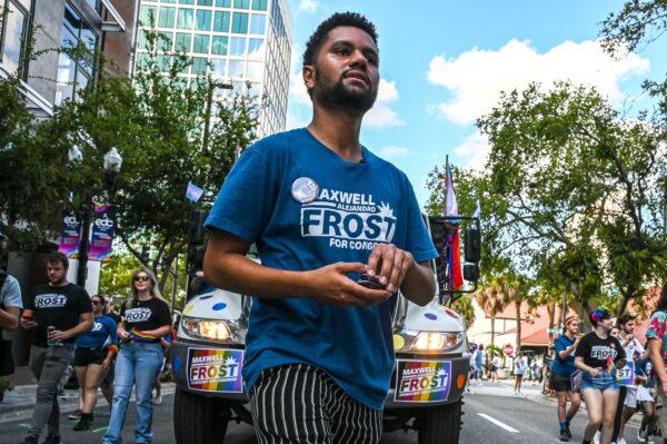 Maxwell Frost participates in the Pride Parade in Orlando, Fla., on Oct. 15, 2022. (Giorgio Viera / AFP via Getty Images)