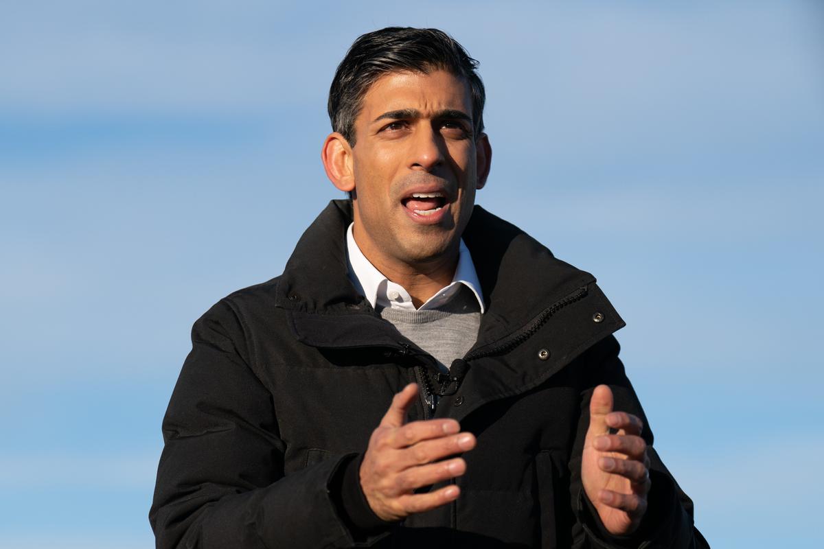  Prime Minister Rishi Sunak during his visit to RAF Coningsby in Lincolnshire, England, on Dec. 9, 2022. (Joe Giddens/PA Media)