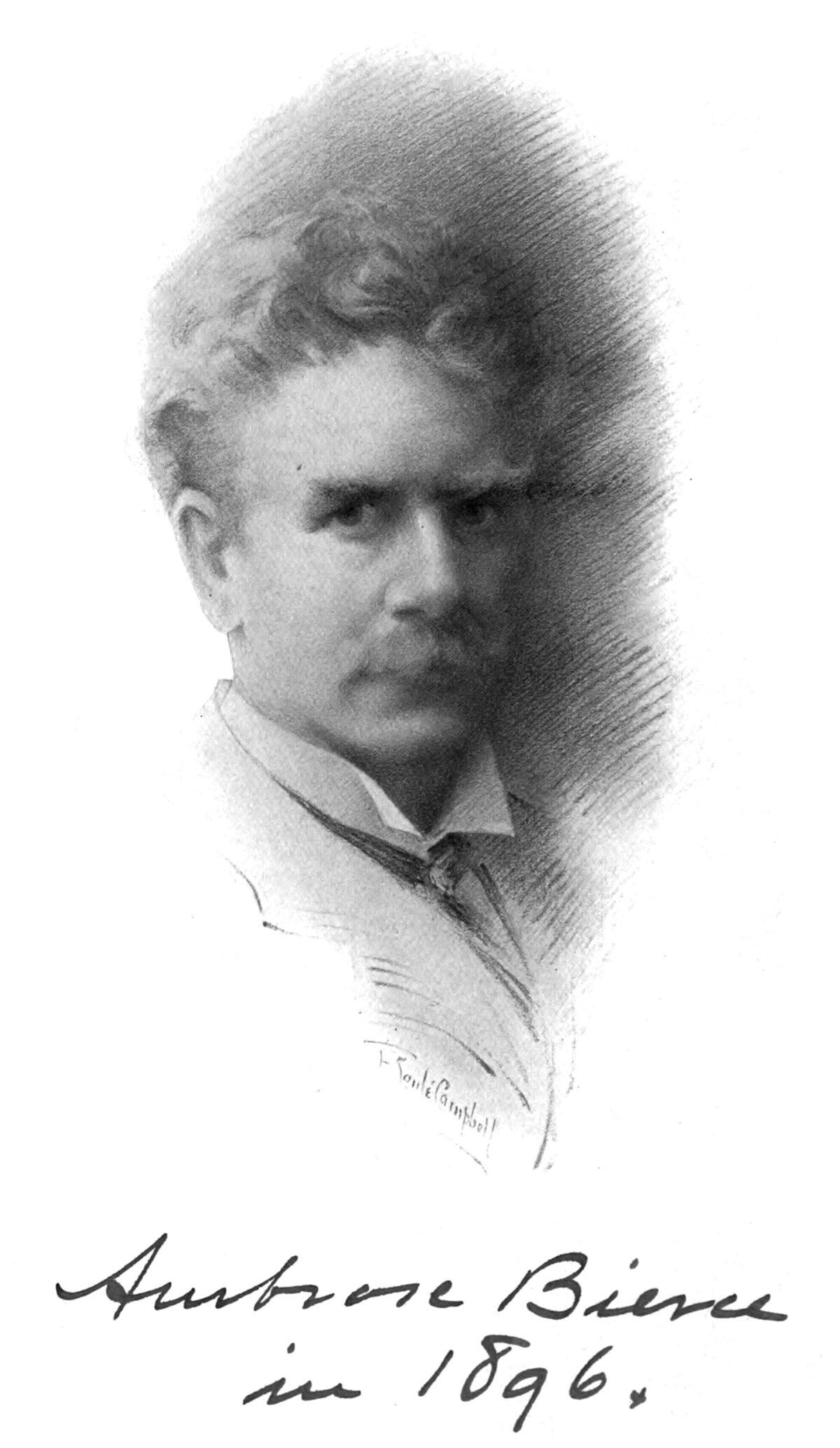 Ambrose Bierce in 1896 by Frances Soule Campbell. From volume one of the "Collected Works," 1909. (Public Domain)