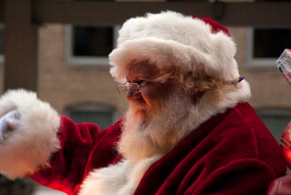 A man dressed as Santa Claus waves to children from an annual holiday train in Chicago, 2012.<br/>Douglas Rahden. (DR04/Douglas Rahden)