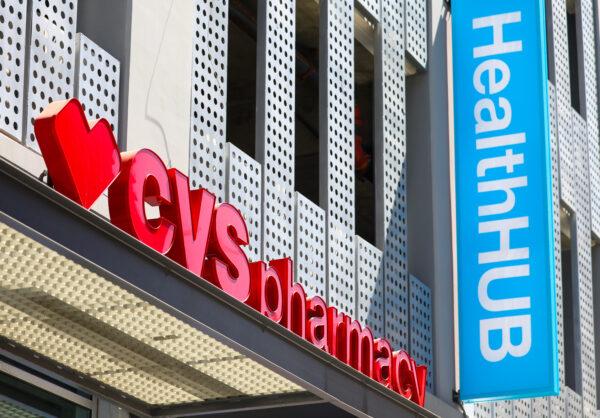 The CVS logo at a CVS HealthHUB location in Los Angeles, Calif., on Aug. 8, 2022. (Mario Tama/Getty Images)