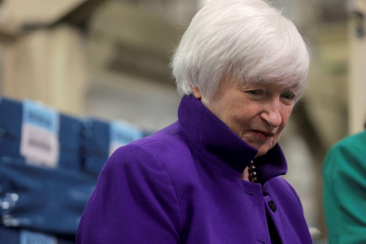 U.S. Treasury Secretary Janet Yellen presides over the unveiling of the first U.S. banknotes printed with two women's signatures at an event in Fort Worth, Texas on Dec. 8, 2022. (Shelby Tauber/Reuters)