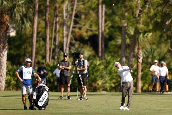 Charley Hoffman of the United States hits from the tenth fairway during the final round of the QBE Shootout at Tiburon Golf Club in Naples, Fla., on Dec. 11, 2022. (Douglas P. DeFelice/Getty Images)