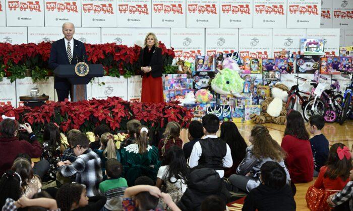 The Bidens Participate in a US Marine Corps Reserve Toys for Tots Event