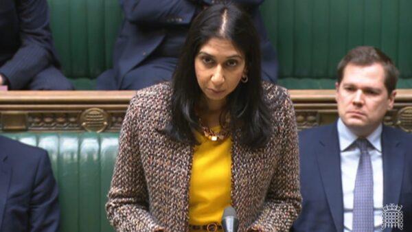 Home Secretary Suella Braverman making a statement to MPs in the House of Commons, London, on Dec. 14, 2022. (House of Commons/PA Media)
