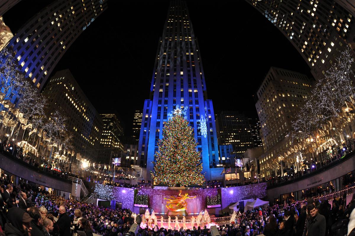 A view of the annual tree lighting ceremony and Christmas celebration at the Rockefeller Center in New York City. (Photo by Bryan Bedder/Getty Images)