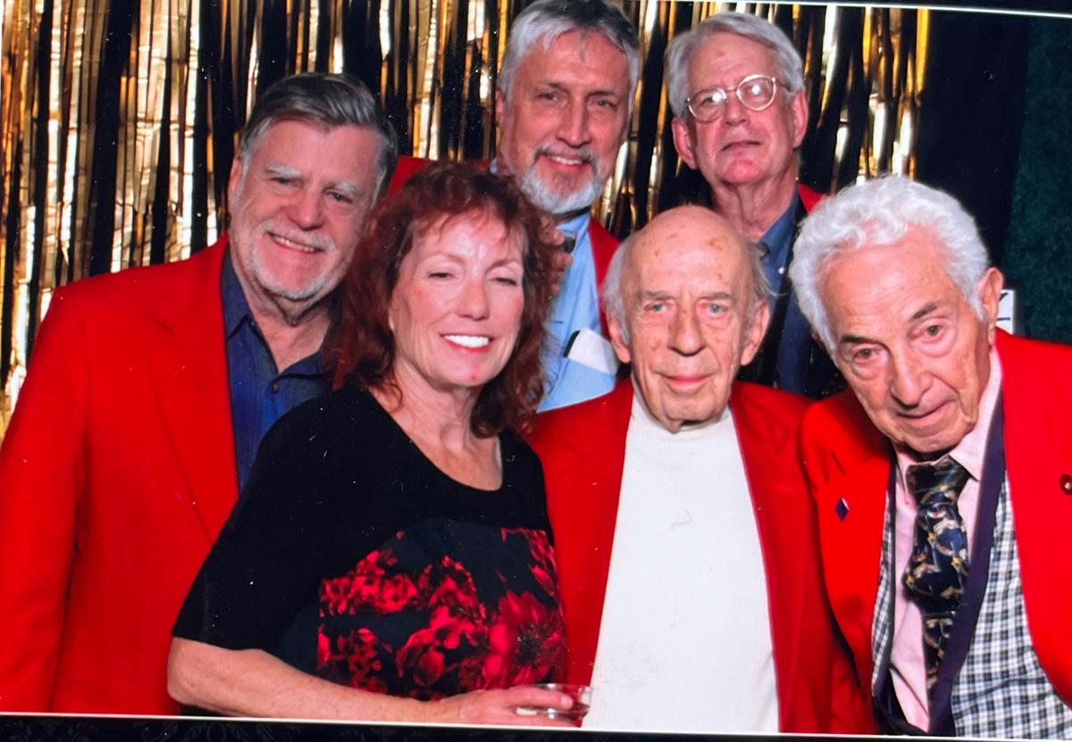 Lindy's current Big Band called The Memories Band. (L–R) Clif Richard, Karen Osborn, Hal Rerrick, and Lindy; (Top row) Mark Hopper and Richard Mull.