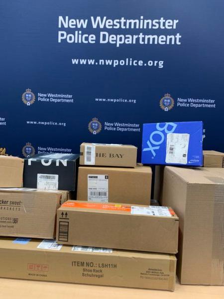 Packages at the New Westminster Police Department in B.C. (Courtesy of New Westminster Police)