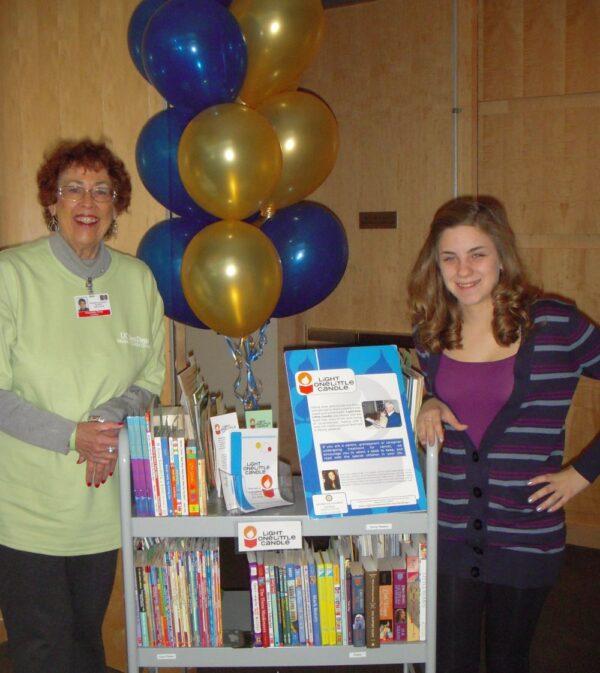 Charlotte Perry with Rachel Glovinsky who did a Book Drive in her 4th grade class. (Courtesy of Charlotte Perry)