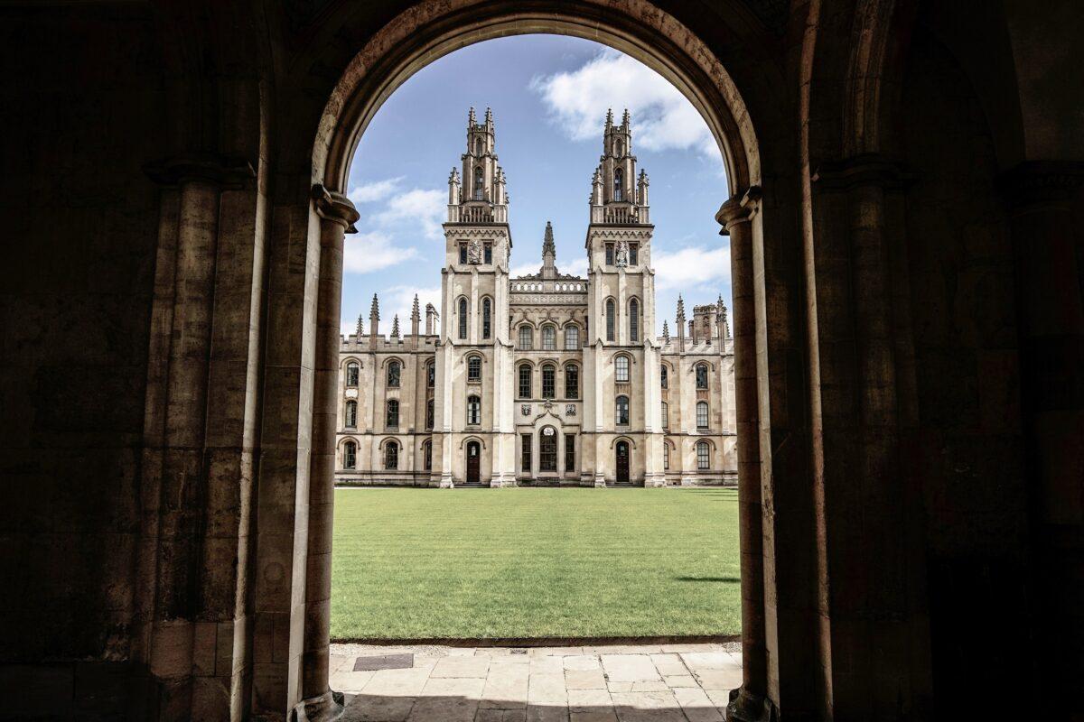 A deserted view of All Souls College after university students have been sent home and tourists are staying away from Oxford's streets, and colleges of learning are deserted during the coronavirus lockdown, in Oxford, United Kingdom, on April 3, 2020. (Christopher Furlong/Getty Images)