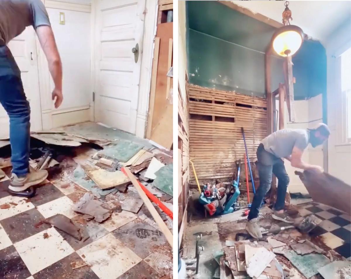 A mess during renovations on the house. (Courtesy of <a href="https://www.instagram.com/oldhouseadam/">Adam Miller</a>)