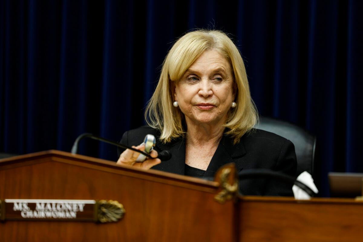 Chairwoman Rep. Carolyn Maloney (D-N.Y.) speaks during a House Oversight Committee hearing titled "The Rise of Anti-LGBTQI+ Extremism and Violence in the United States" in Washington on Dec 14, 2022. (Anna Moneymaker/Getty Images)