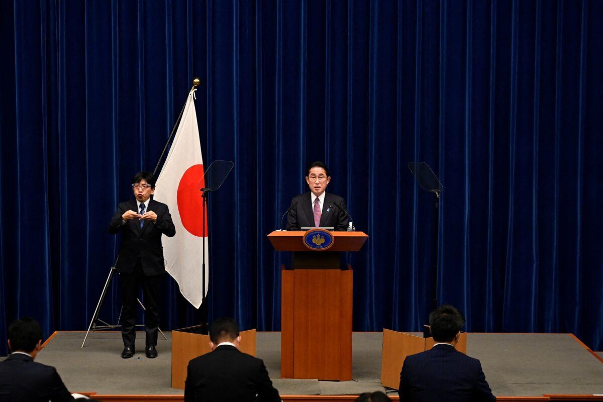 Japan’s Prime Minister Fumio Kishida attends a news conference in Tokyo on Dec. 16, 2022, addressing some topics such as National Security Strategy, political, and social issues facing Japan in today's world crisis. (David Mareuil/Pool via Reuters)
