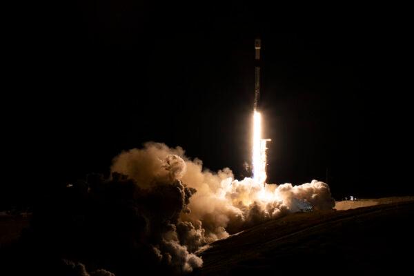 A SpaceX rocket carrying the Surface Water and Ocean Topography satellite lifts off from Vandenberg Space Force Base in Calif. on Dec. 16, 2022. (Keegan Barber/NASA via AP)