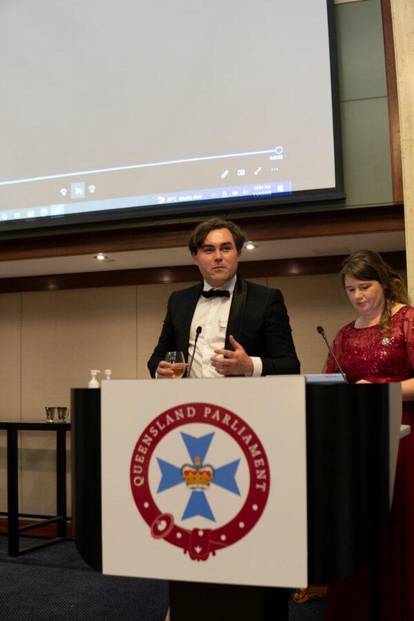 University of Queensland student Barclay McGain at the Queensland Parliament on Nov. 14, 2022. (supplied)