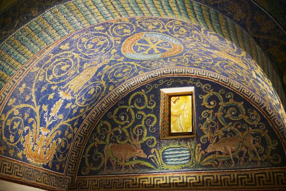 Mosaics adorn the interior of the Mausoleum of Galla Placidia in Ravenna. (Dmitry Chulov/Shutterstock)