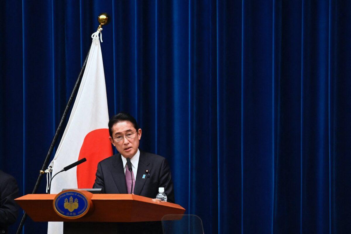 Japan’s Prime Minister Fumio Kishida attends a press conference in Tokyo on Dec.16, 2022. (David Mareuil/Pool/AFP via Getty Images)