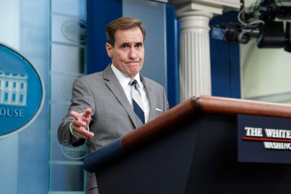 National Security Council coordinator for strategic communications John Kirby speaks during a daily news briefing at the James S. Brady Press Briefing Room in the White House in Washington, on Oct. 26, 2022. (Anna Moneymaker/Getty Images)